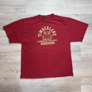 Vintage Timberland Northeast Badminton Challenge Red Graphic Tee Shirt Large USA